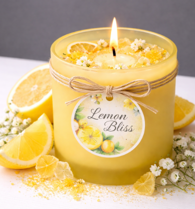 Lemon Bliss – Duftkerze im gelben Glas mit frischer Zitrusnote