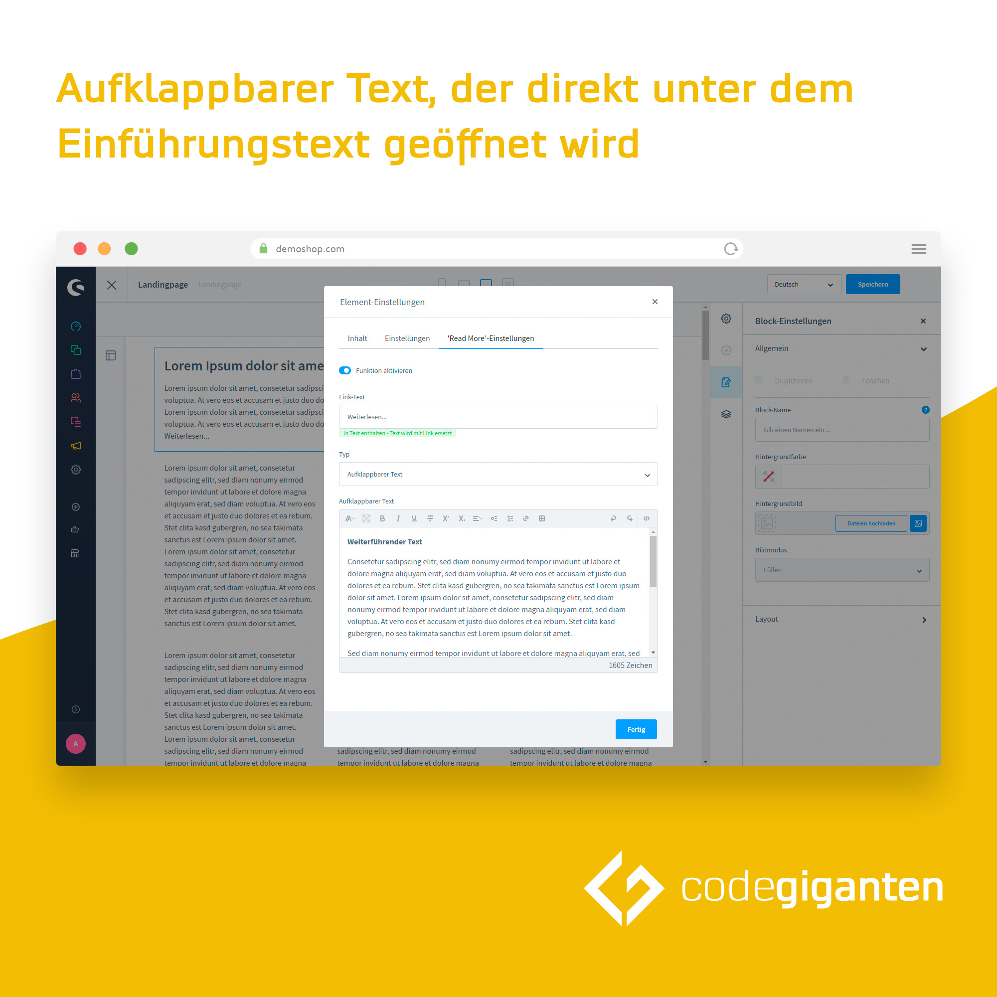 "Learn more..." for Text Elements in Shopping Experiences
