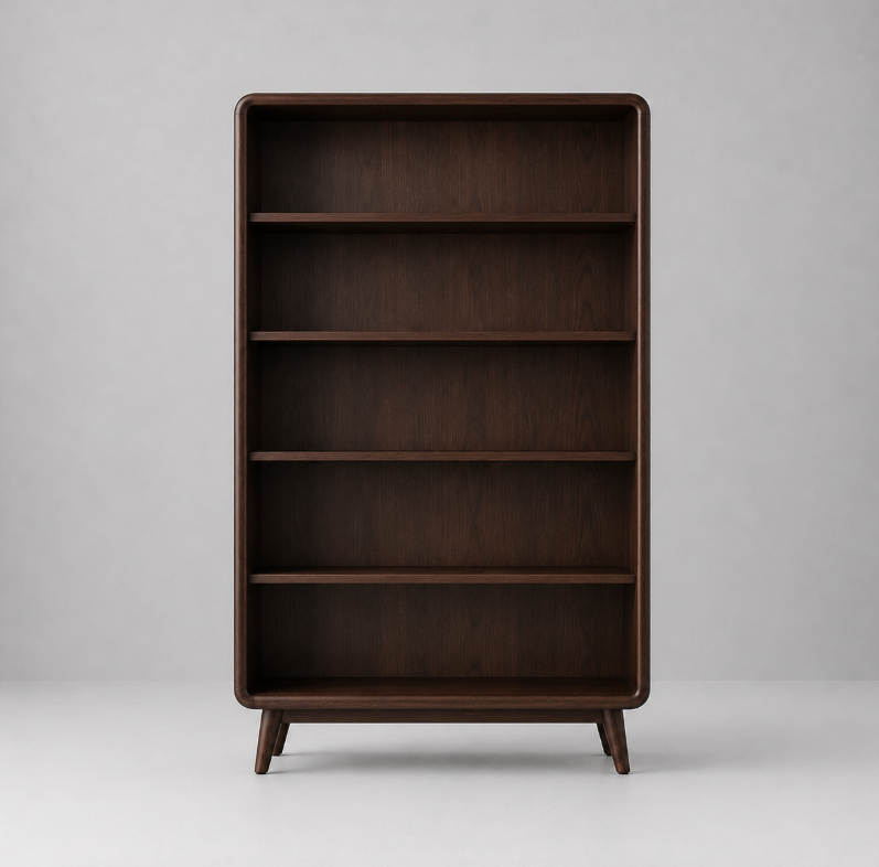 Dark Wooden Bookshelf in Minimalist Design