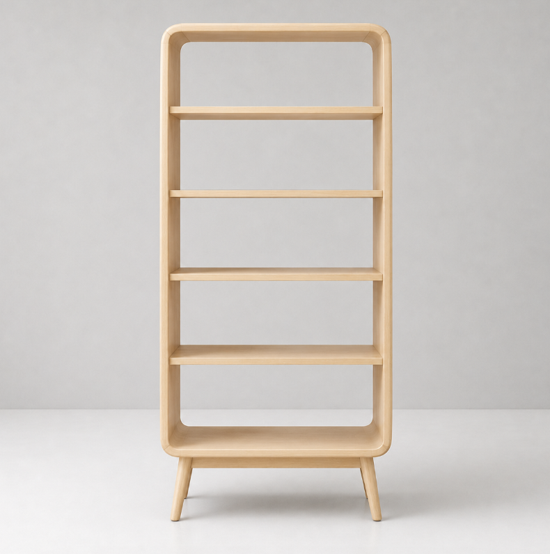 Light Wooden Shelf in Scandinavian Design