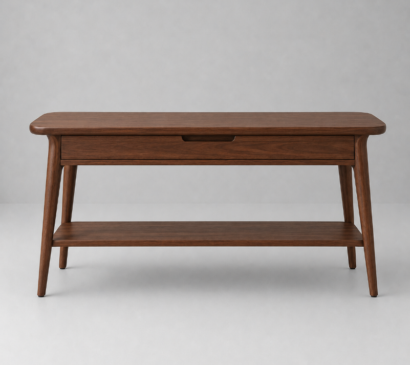 Dark Wooden Console Table with Shelf