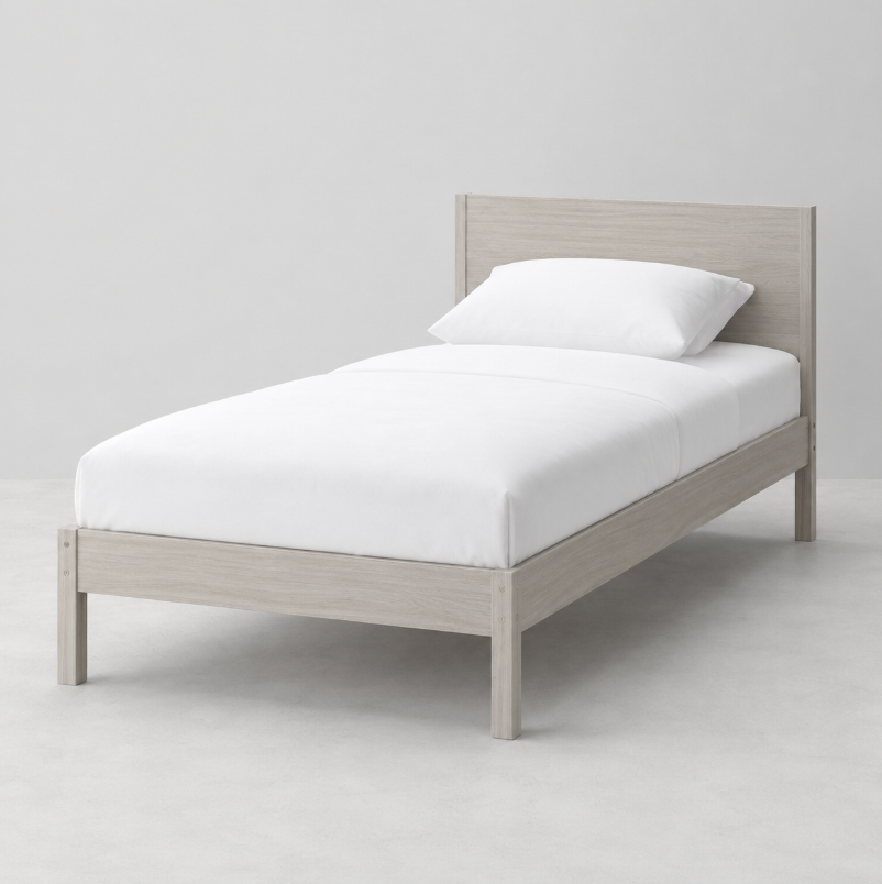 Modern Bed in Light Wood Finish