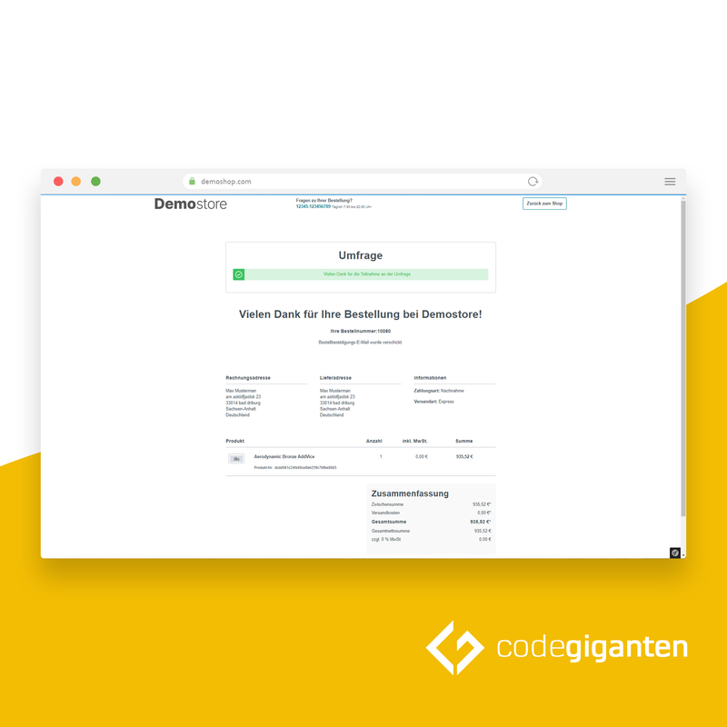 Umfrage nach dem Checkout