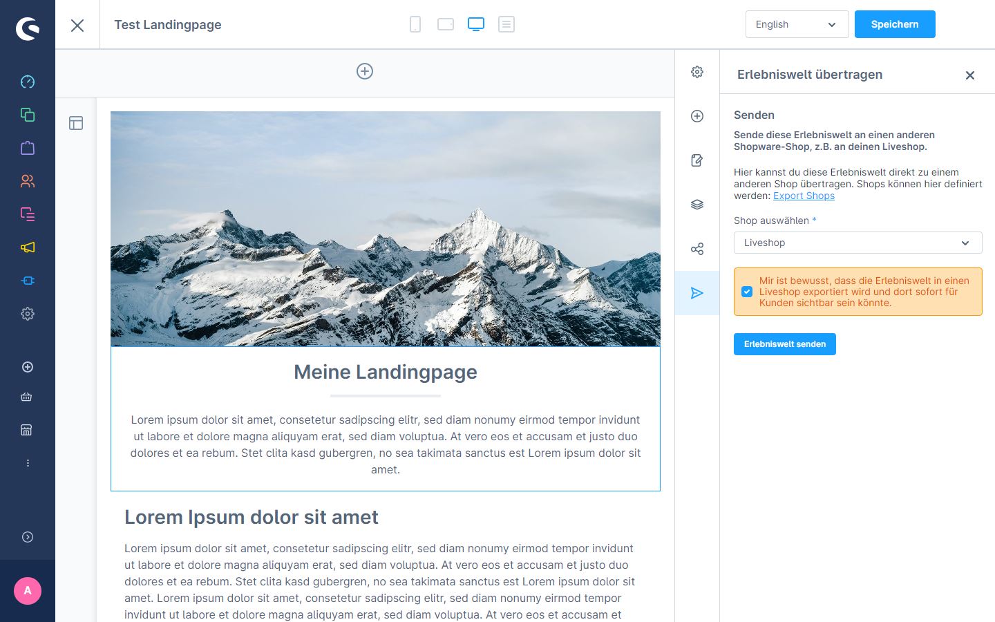 CMS page export and transfer to live shop