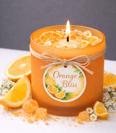 Orange Bliss – Scented candle in orange glass with a fresh citrus scent