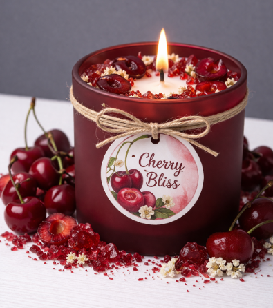 Cherry Bliss – Duftkerze im dunkelroten Glas mit intensiver Fruchtnote