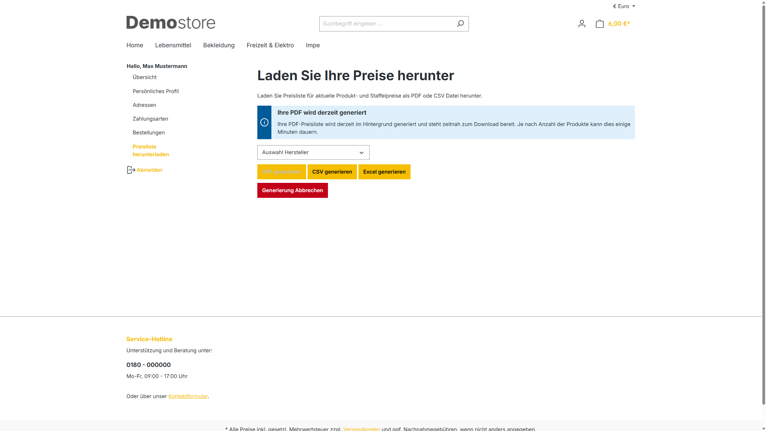 B2B & B2C Price list for customer PDF CSV Catalogue