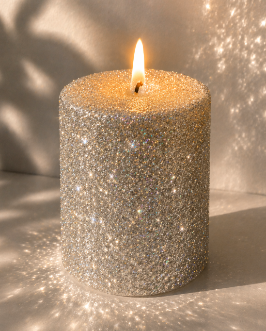 Besondere Glitzerkerze