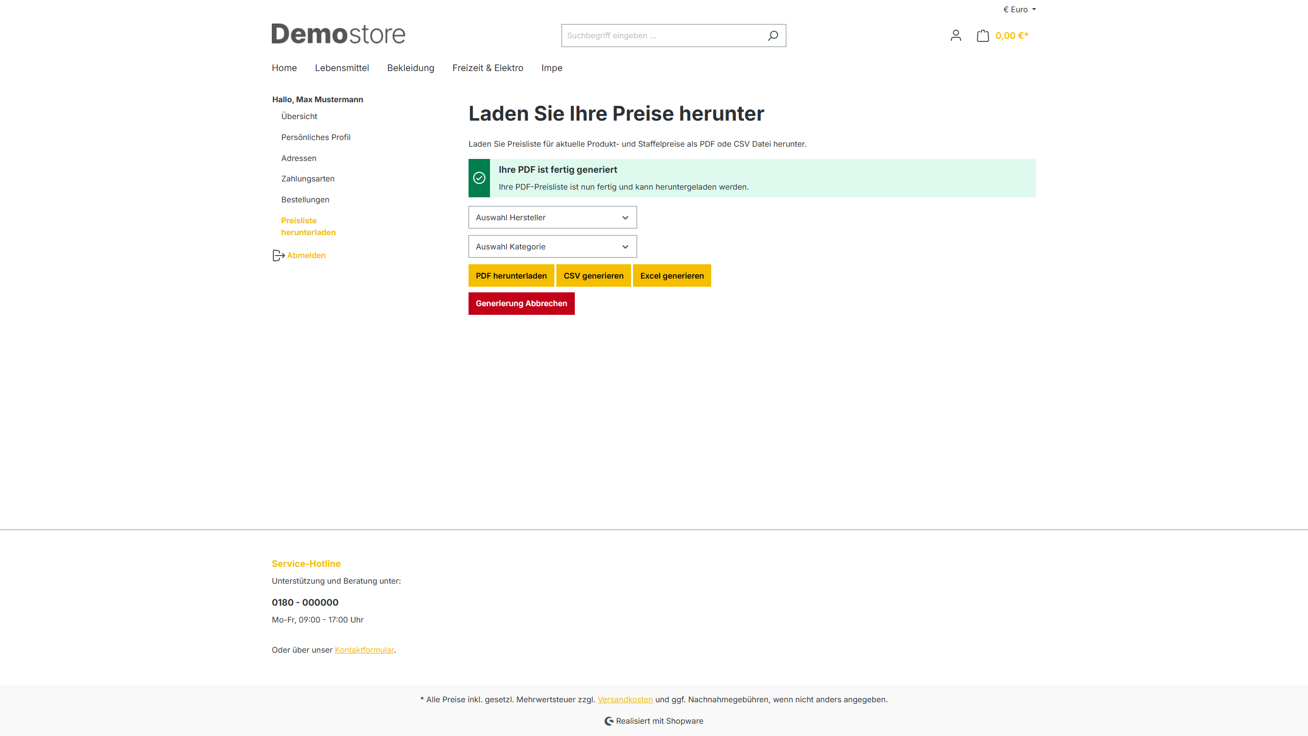 B2B & B2C Price list for customer PDF CSV Catalogue