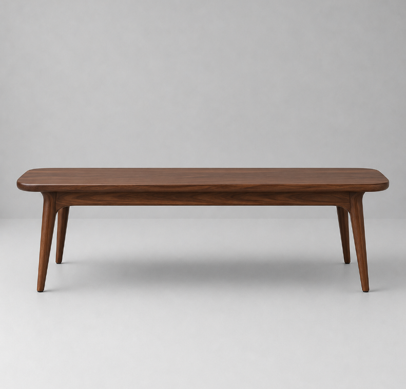 Moderne Holzbank im dunklen Design