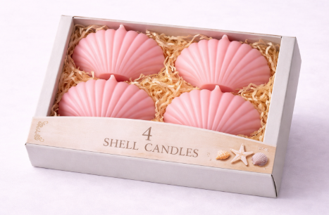 4er Set Muschelkerzen – Dekoration