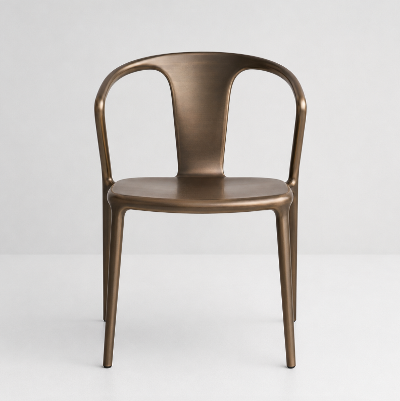 Elegant Metal Chair in Bronze Finish