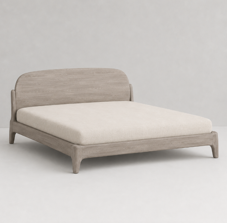 Modern Bed in Grey Wood