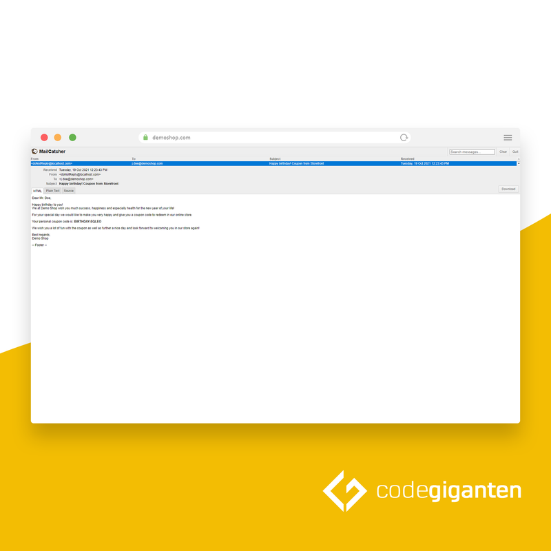 E-Mail / Gutschein zum Geburtstag