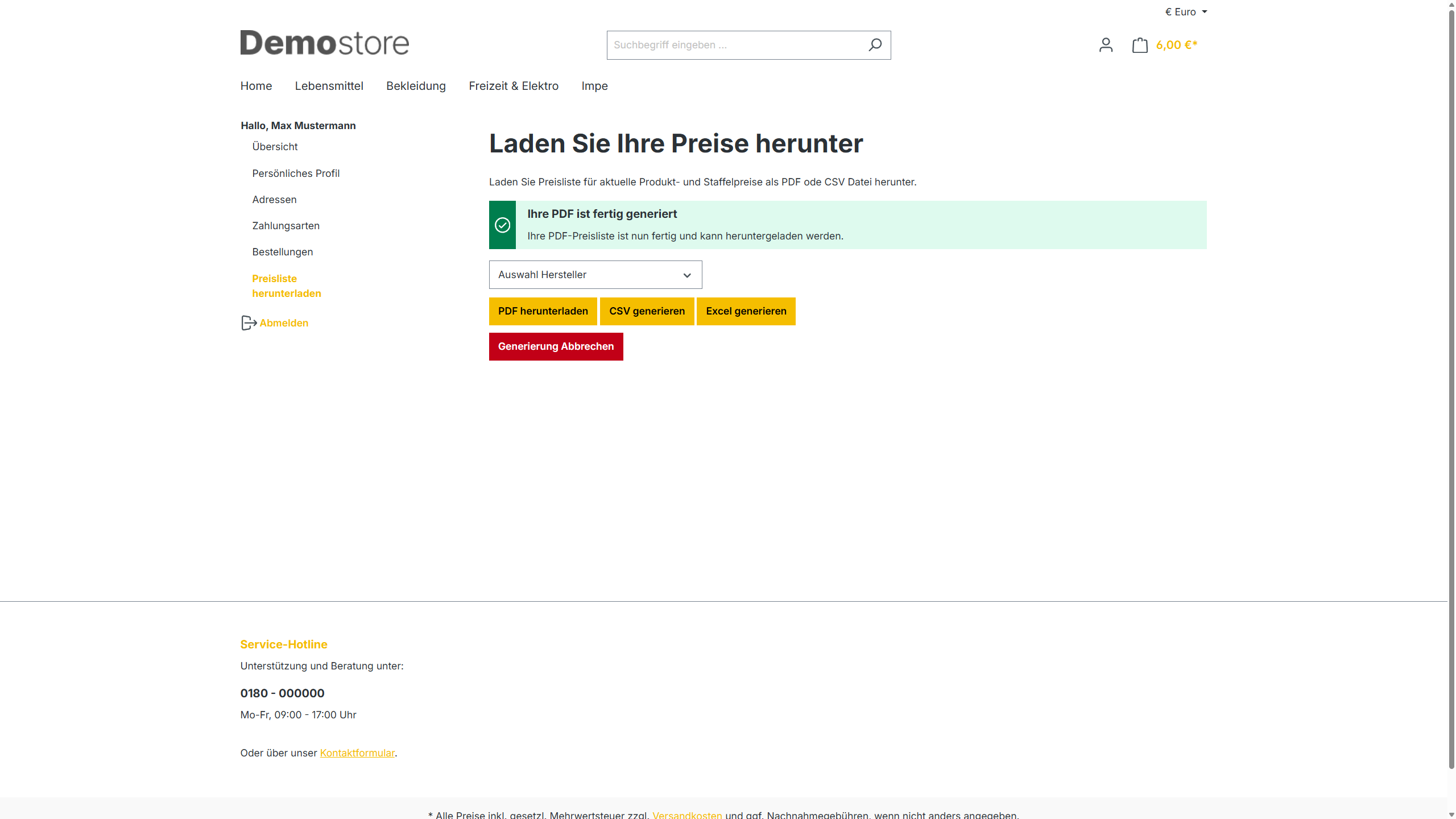 B2B & B2C Price list for customer PDF CSV Catalogue