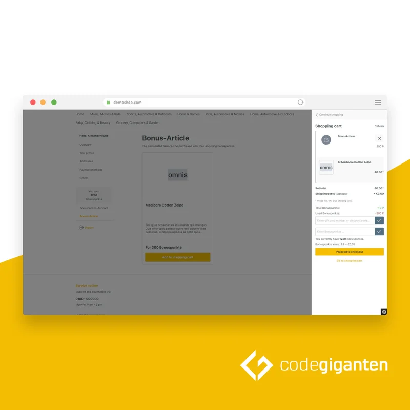 Bonuspunkte mit Einkäufen sammeln