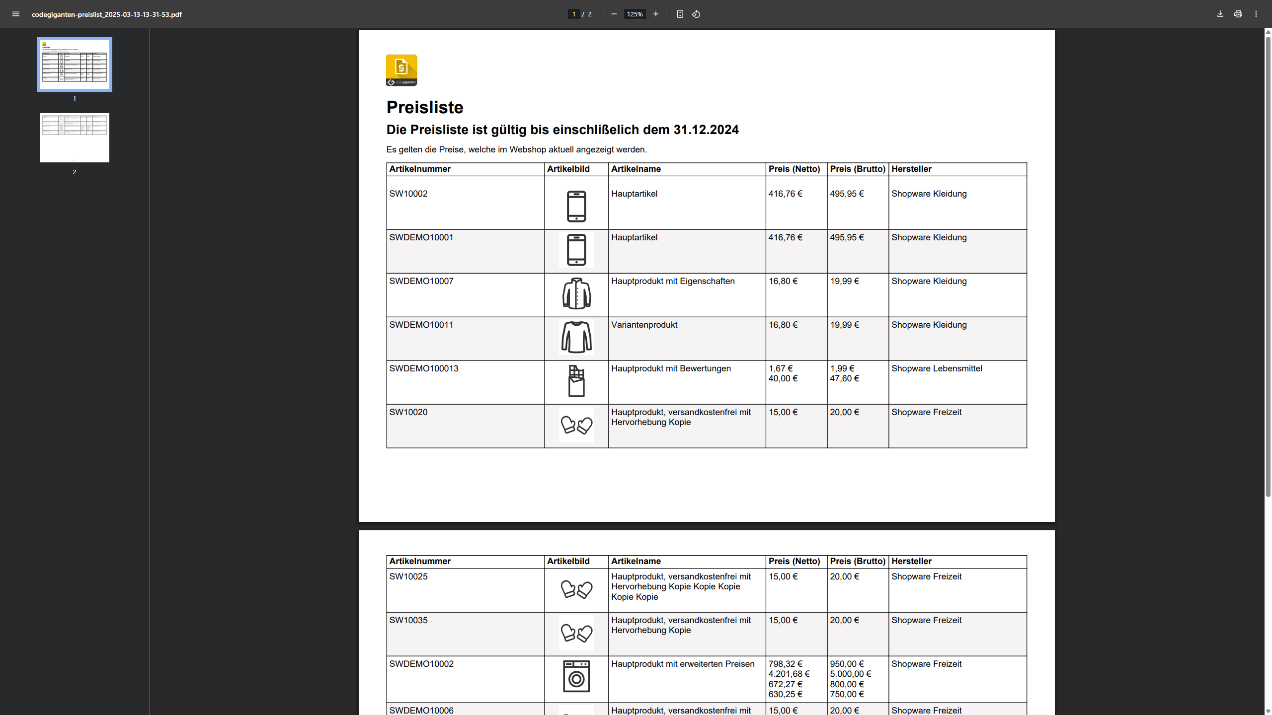 B2B & B2C Price list for customer PDF CSV Catalogue